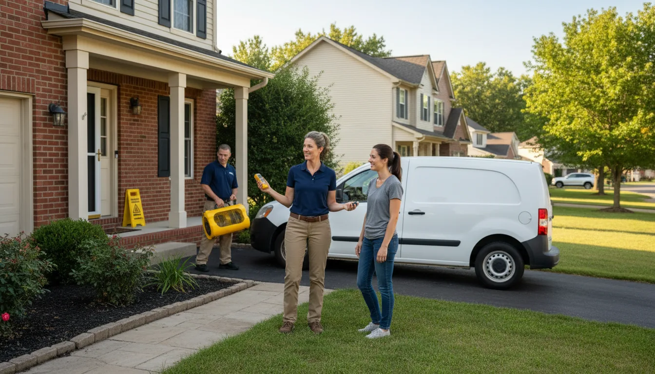 Residential water damage restoration in Tovey, IL